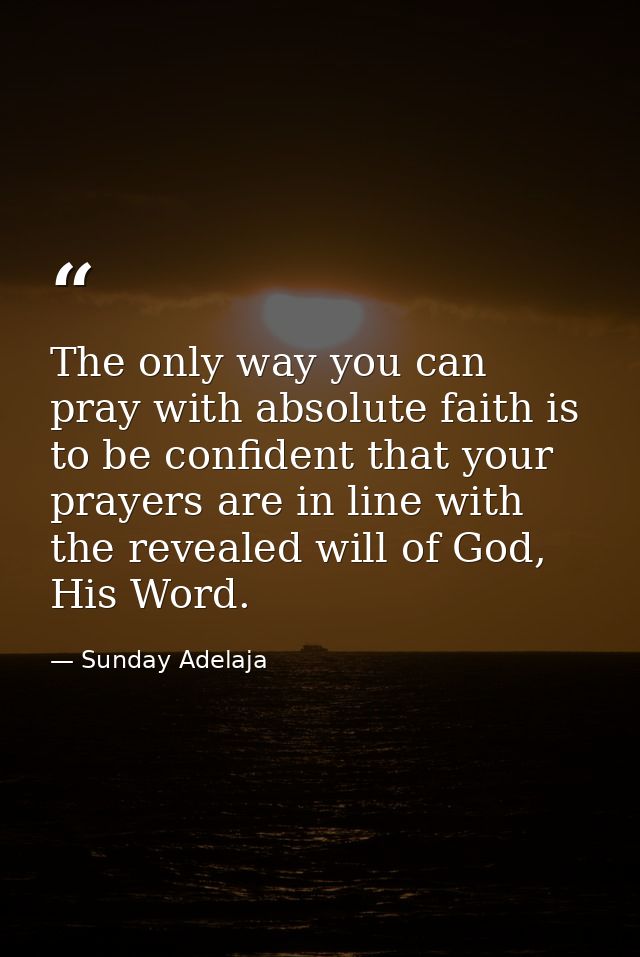 The only way you can pray with absolute faith is to be confident that your prayers are in line with the revealed will of — Sunday Adelaja