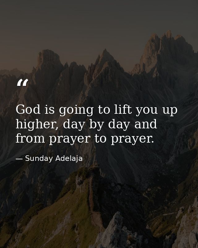 God is going to lift you up higher, day by day and from prayer to prayer. — Sunday Adelaja