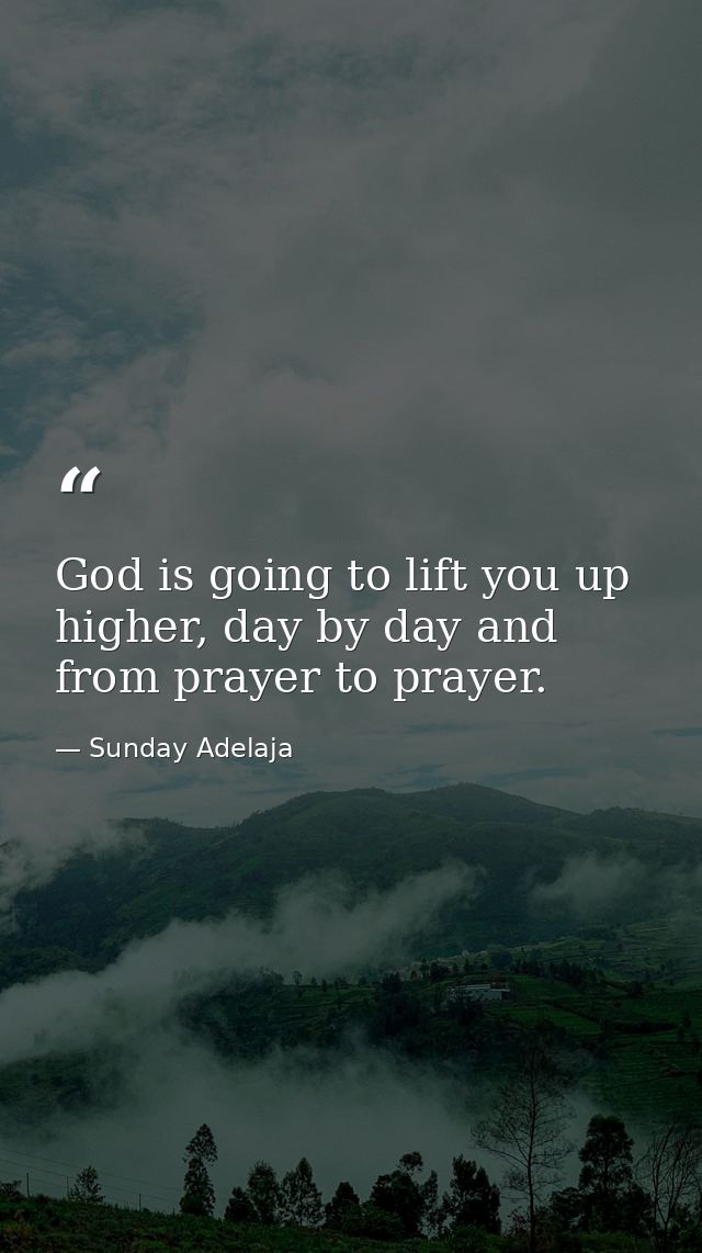 God is going to lift you up higher, day by day and from prayer to prayer. — Sunday Adelaja