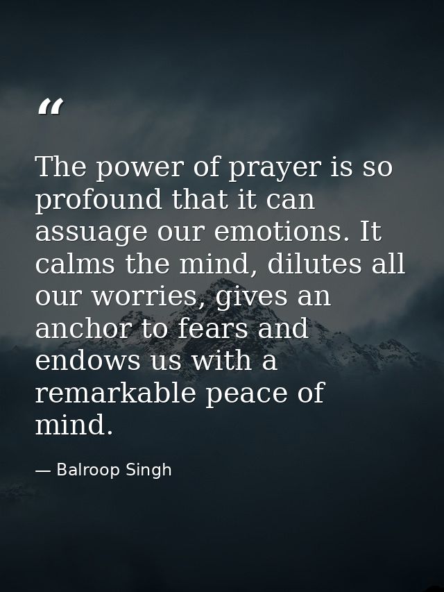 The power of prayer is so profound that it can assuage our emotions. It calms the mind, dilutes all our worries, gives a — Balroop Singh