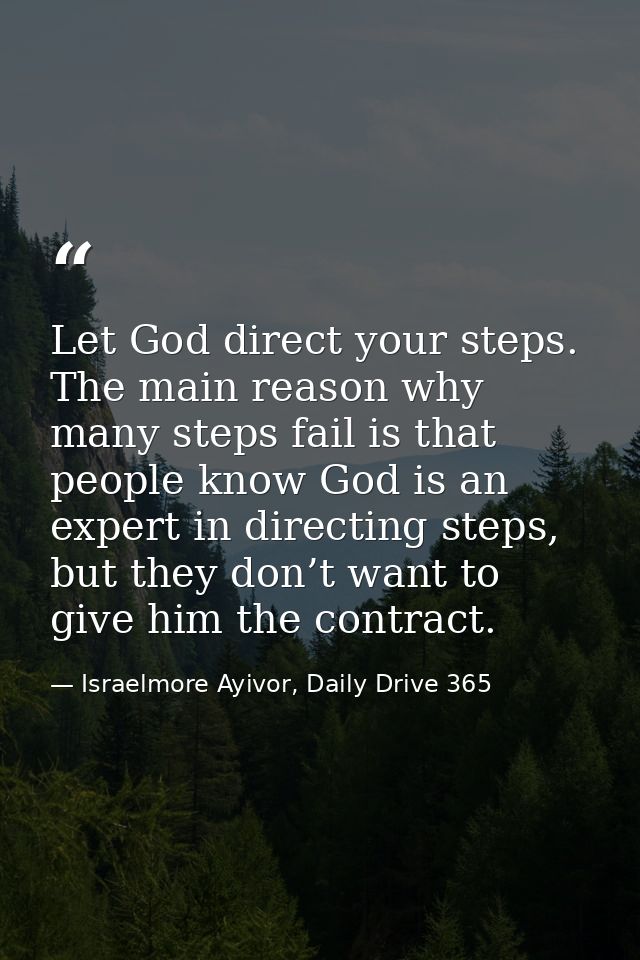 Let God direct your steps. The main reason why many steps fail is that people know God is an expert in directing steps,  — Israelmore Ayivor, Daily Drive 365