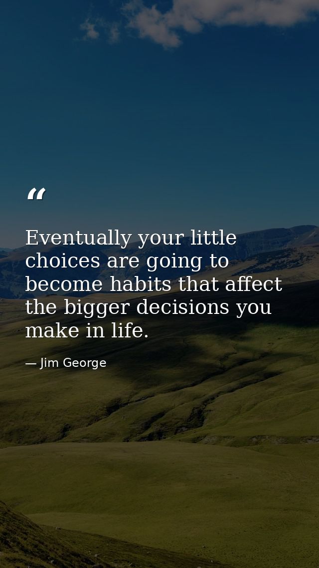 Eventually your little choices are going to become habits that affect the bigger decisions you make in life. — Jim George
