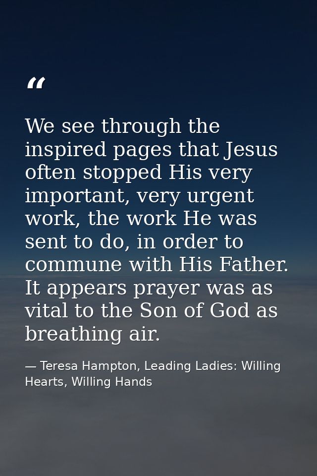 We see through the inspired pages that Jesus often stopped His very important, very urgent work, the work He was sent to — Teresa Hampton, Leading Ladies: Willing Hearts, Willing Hands
