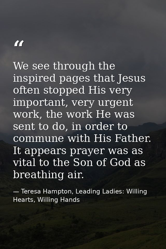We see through the inspired pages that Jesus often stopped His very important, very urgent work, the work He was sent to — Teresa Hampton, Leading Ladies: Willing Hearts, Willing Hands