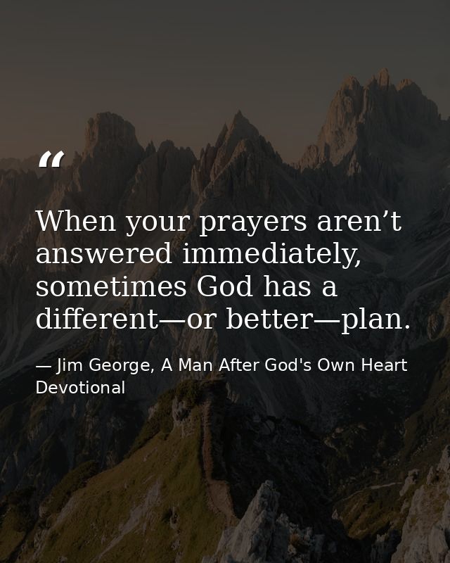 When your prayers aren’t answered immediately, sometimes God has a different—or better—plan. — Jim George, A Man After God's Own Heart Devotional
