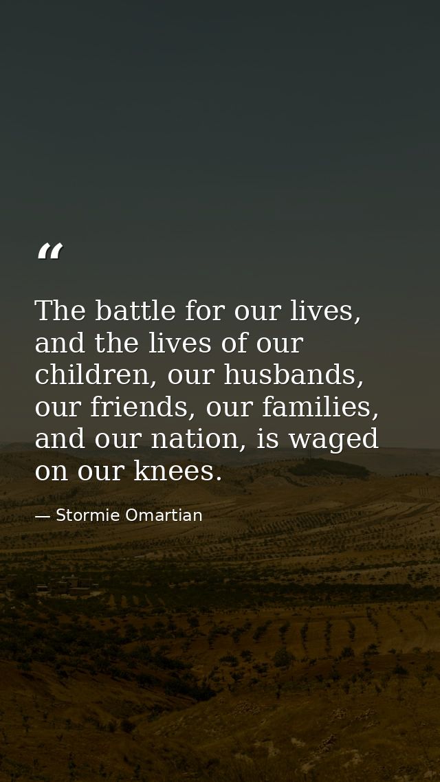 The battle for our lives, and the lives of our children, our husbands, our friends, our families, and our nation, is wag — Stormie Omartian