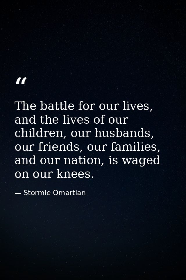 The battle for our lives, and the lives of our children, our husbands, our friends, our families, and our nation, is wag — Stormie Omartian