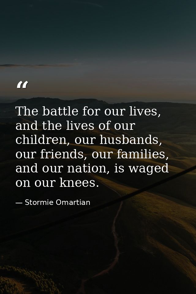 The battle for our lives, and the lives of our children, our husbands, our friends, our families, and our nation, is wag — Stormie Omartian