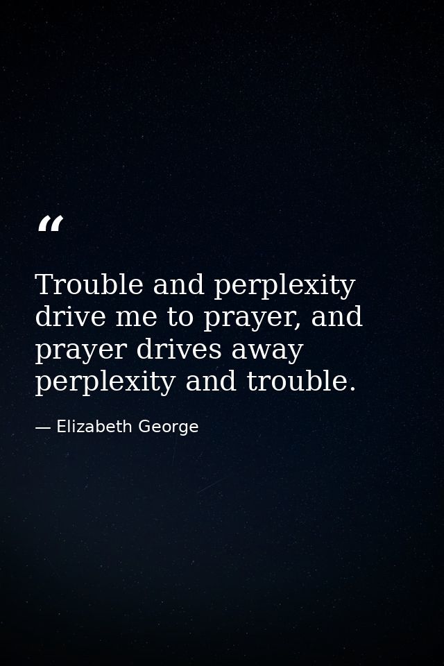 Trouble and perplexity drive me to prayer, and prayer drives away perplexity and trouble. — Elizabeth George