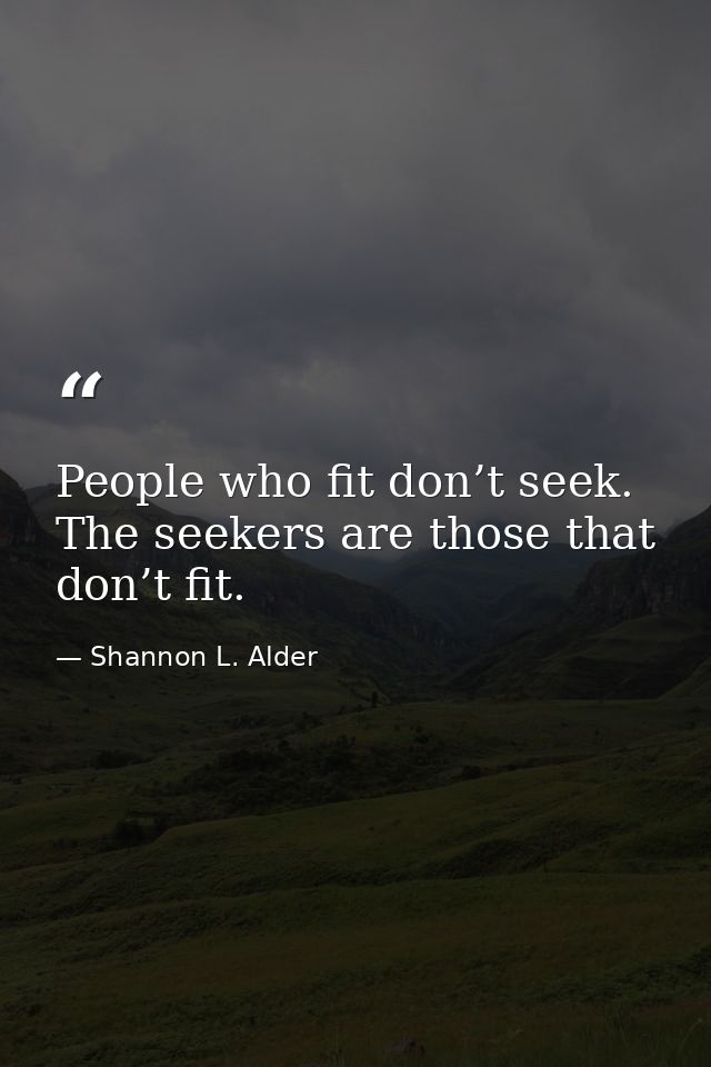 People who fit don’t seek. The seekers are those that don’t fit. — Shannon L. Alder