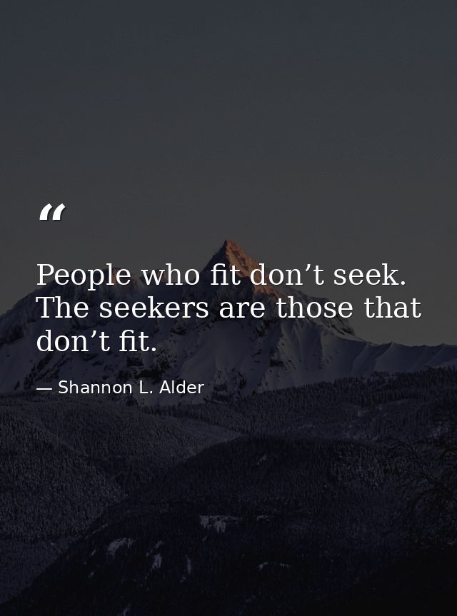 People who fit don’t seek. The seekers are those that don’t fit. — Shannon L. Alder