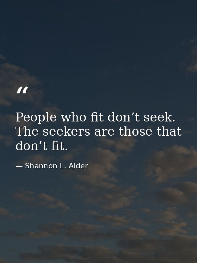 People who fit don’t seek. The seekers are those that don’t fit. — Shannon L. Alder