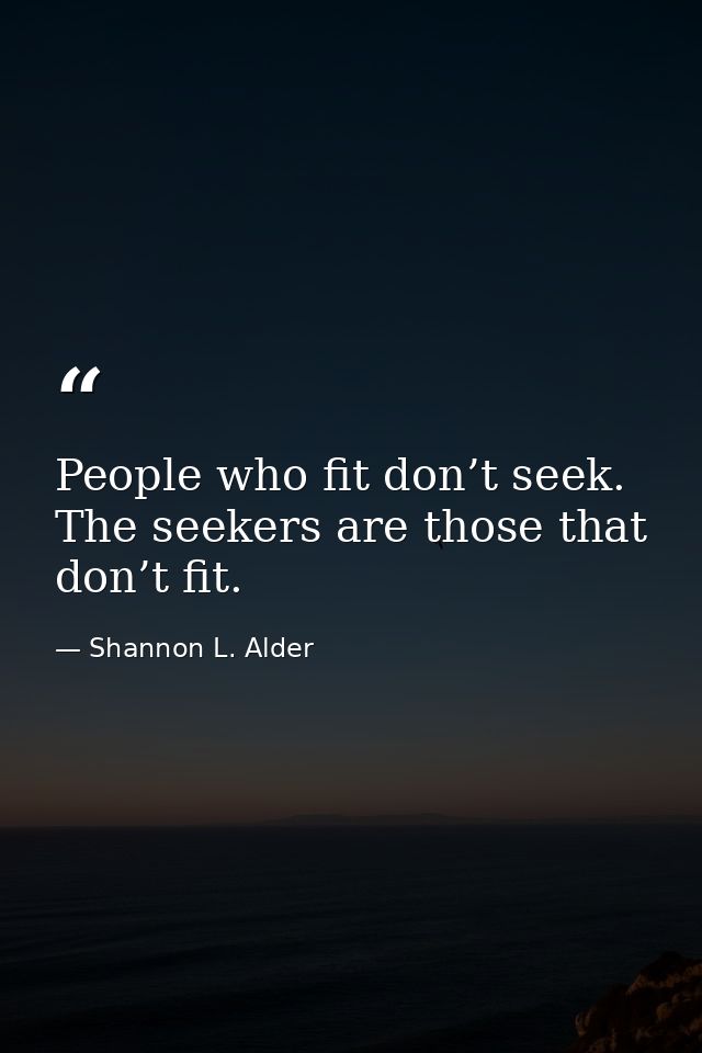 People who fit don’t seek. The seekers are those that don’t fit. — Shannon L. Alder