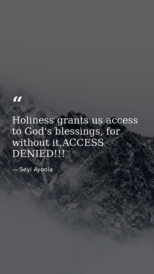 Holiness grants us access to God's blessings, for without it,ACCESS DENIED!!! — Seyi Ayoola