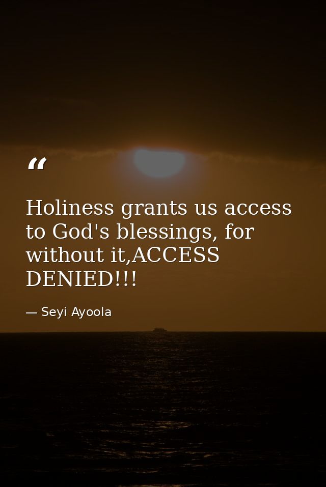 Holiness grants us access to God's blessings, for without it,ACCESS DENIED!!! — Seyi Ayoola