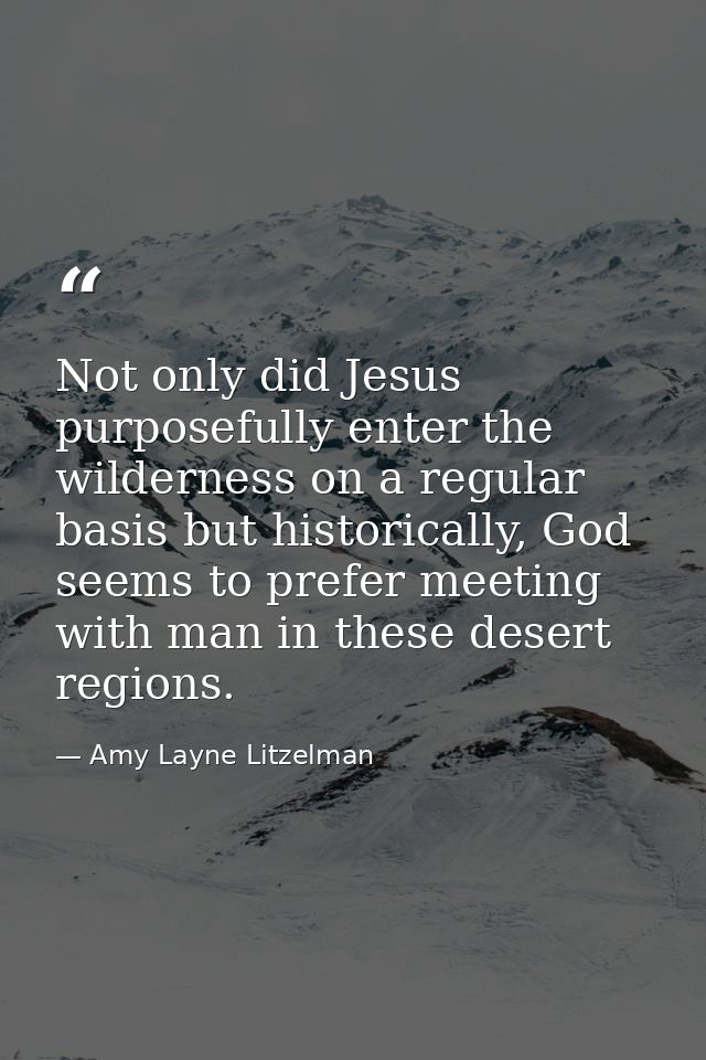 Not only did Jesus purposefully enter the wilderness on a regular basis but historically, God seems to prefer meeting wi — Amy Layne Litzelman