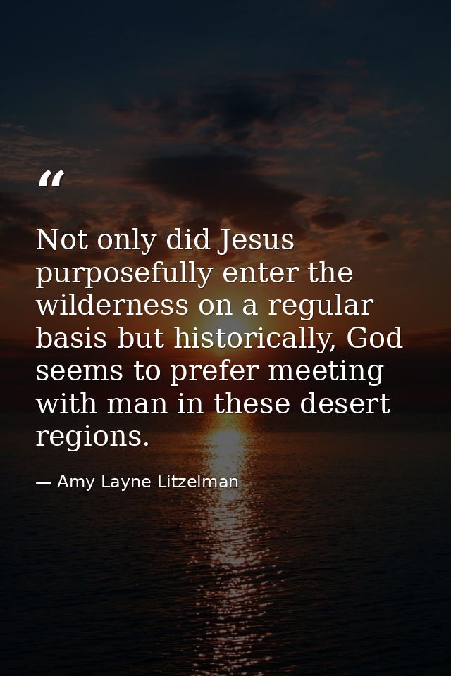 Not only did Jesus purposefully enter the wilderness on a regular basis but historically, God seems to prefer meeting wi — Amy Layne Litzelman