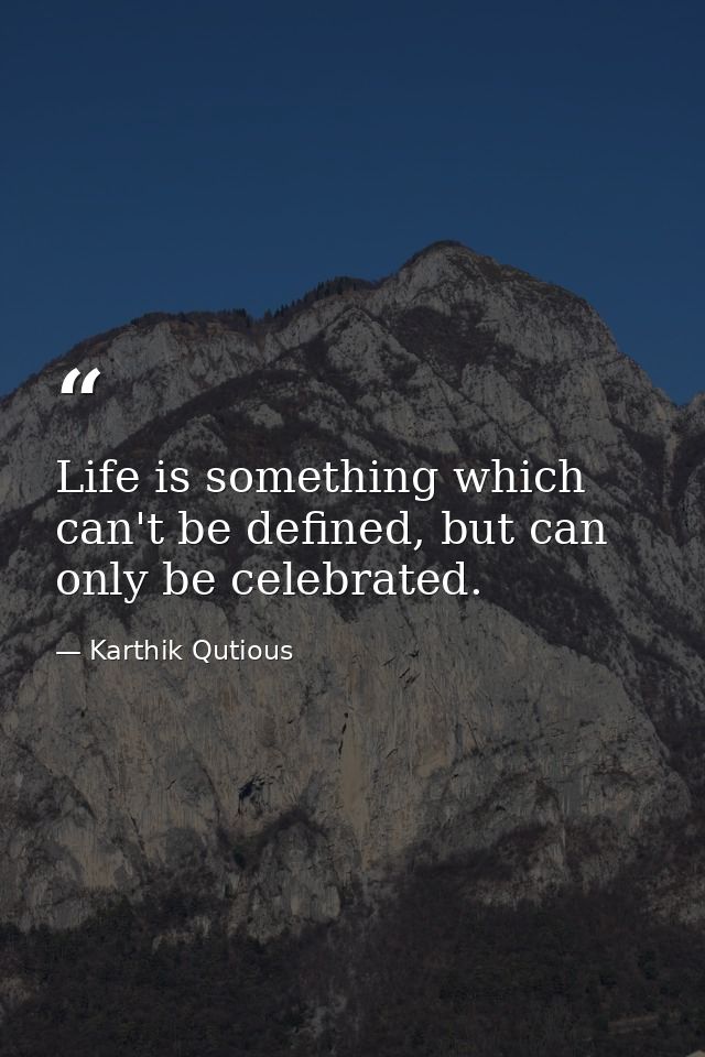 Life is something which can't be defined, but can only be celebrated. — Karthik Qutious