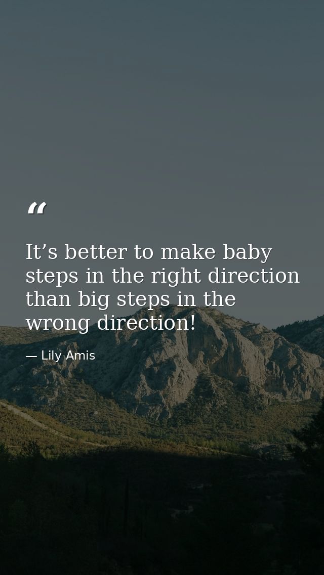 It’s better to make baby steps in the right direction than big steps in the wrong direction! — Lily Amis
