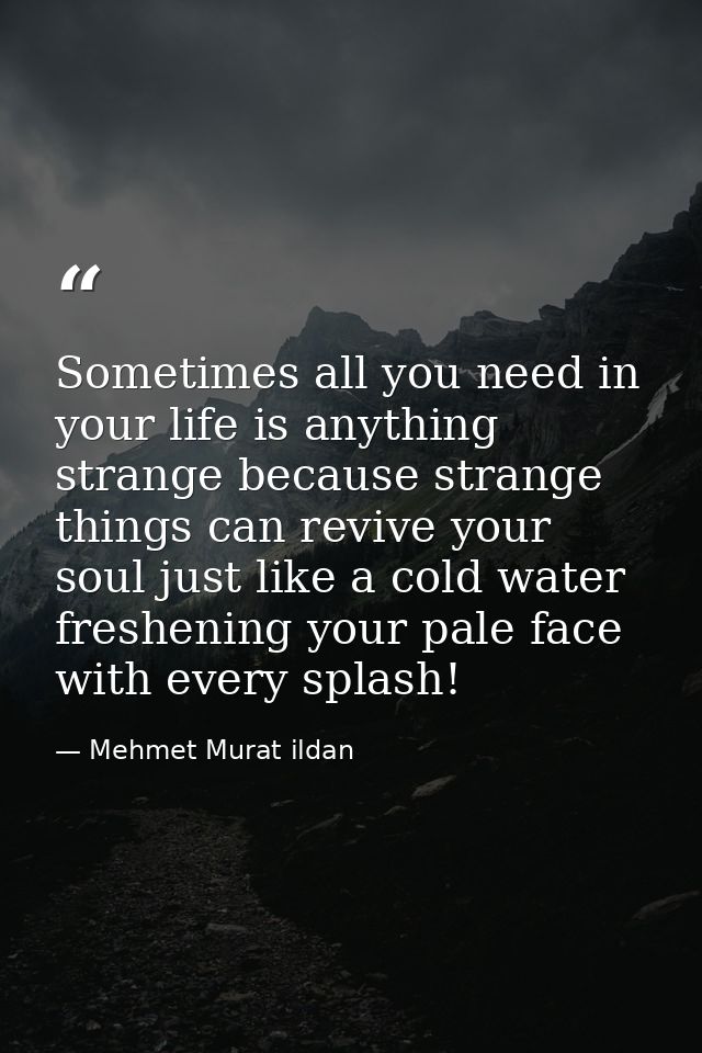 Sometimes all you need in your life is anything strange because strange things can revive your soul just like a cold wat — Mehmet Murat ildan
