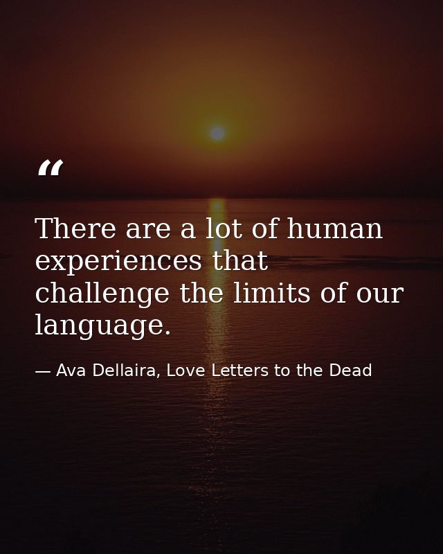 There are a lot of human experiences that challenge the limits of our language. — Ava Dellaira, Love Letters to the Dead