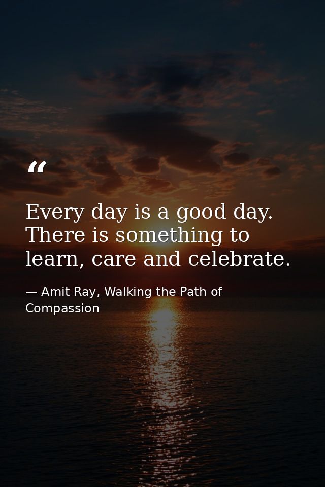 Every day is a good day. There is something to learn, care and celebrate. — Amit Ray, Walking the Path of Compassion