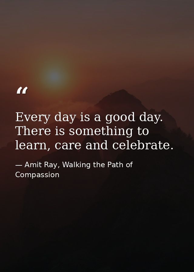 Every day is a good day. There is something to learn, care and celebrate. — Amit Ray, Walking the Path of Compassion