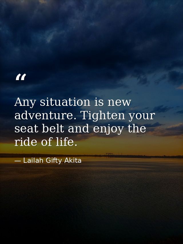 Any situation is new adventure. Tighten your seat belt and enjoy the ride of life. — Lailah Gifty Akita