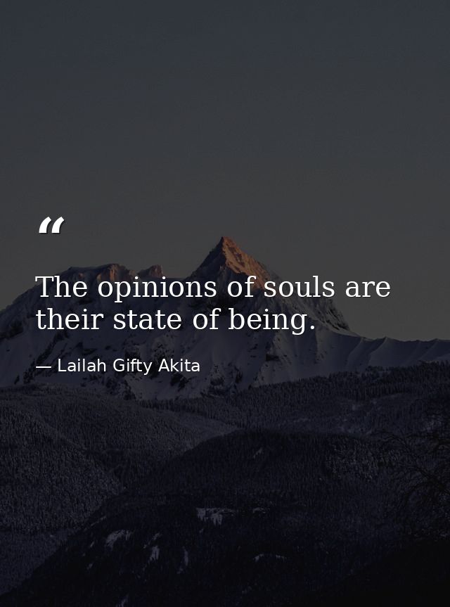 The opinions of souls are their state of being. — Lailah Gifty Akita