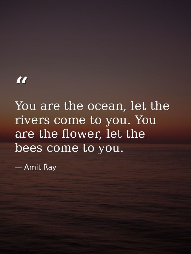 You are the ocean, let the rivers come to you. You are the flower, let the bees come to you. — Amit Ray