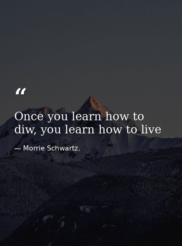 Once you learn how to diw, you learn how to live — Morrie Schwartz.