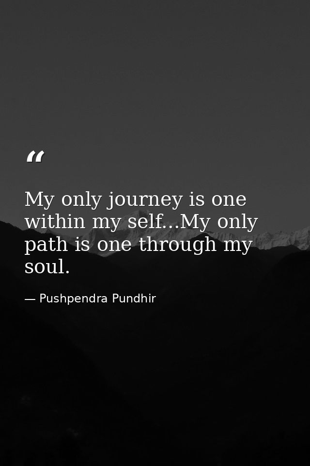My only journey is one within my self...My only path is one through my soul. — Pushpendra Pundhir