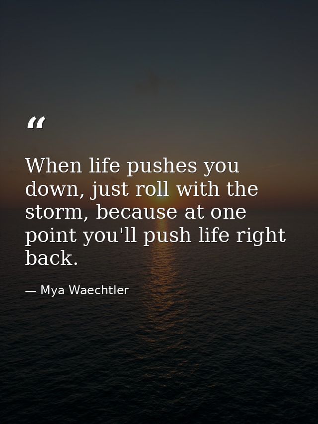 When life pushes you down, just roll with the storm, because at one point you'll push life right back. — Mya Waechtler
