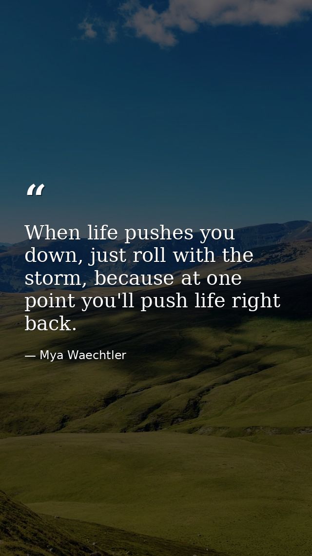 When life pushes you down, just roll with the storm, because at one point you'll push life right back. — Mya Waechtler