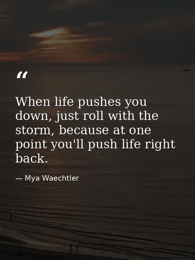 When life pushes you down, just roll with the storm, because at one point you'll push life right back. — Mya Waechtler