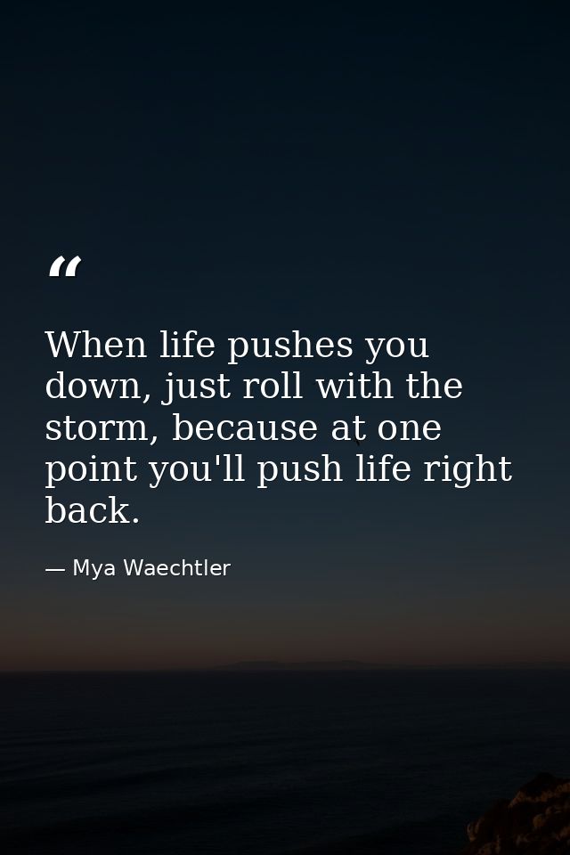 When life pushes you down, just roll with the storm, because at one point you'll push life right back. — Mya Waechtler