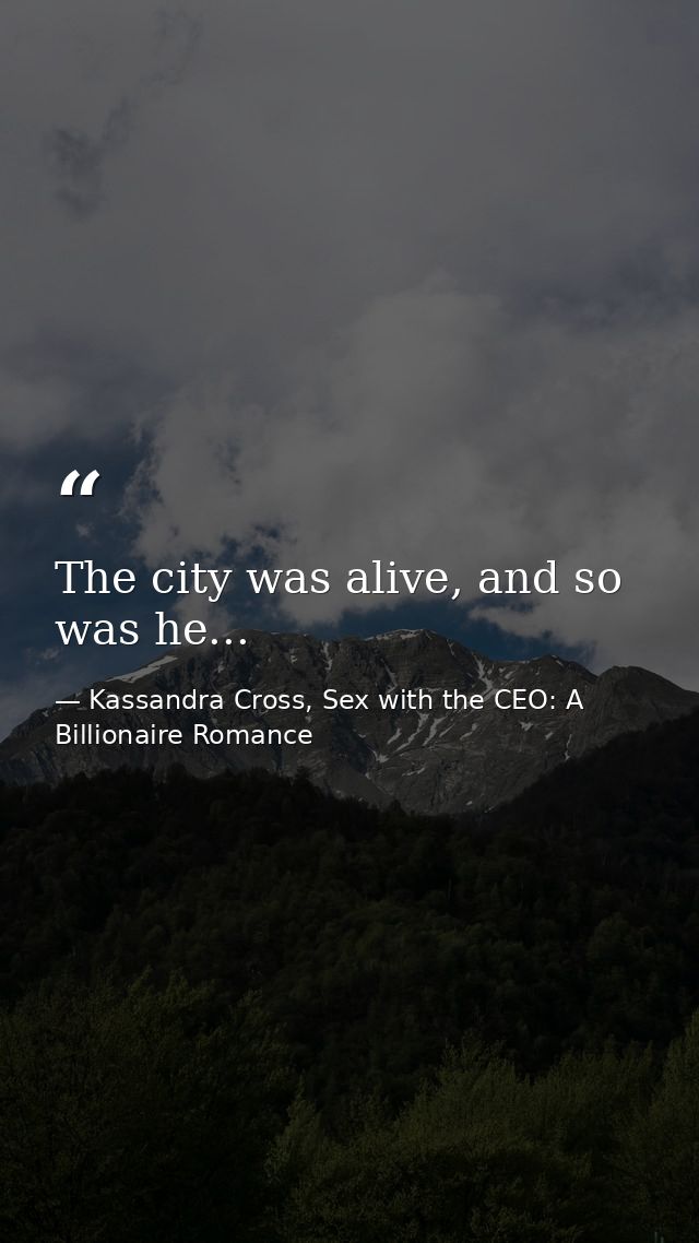 The city was alive, and so was he... — Kassandra Cross, Sex with the CEO: A Billionaire Romance