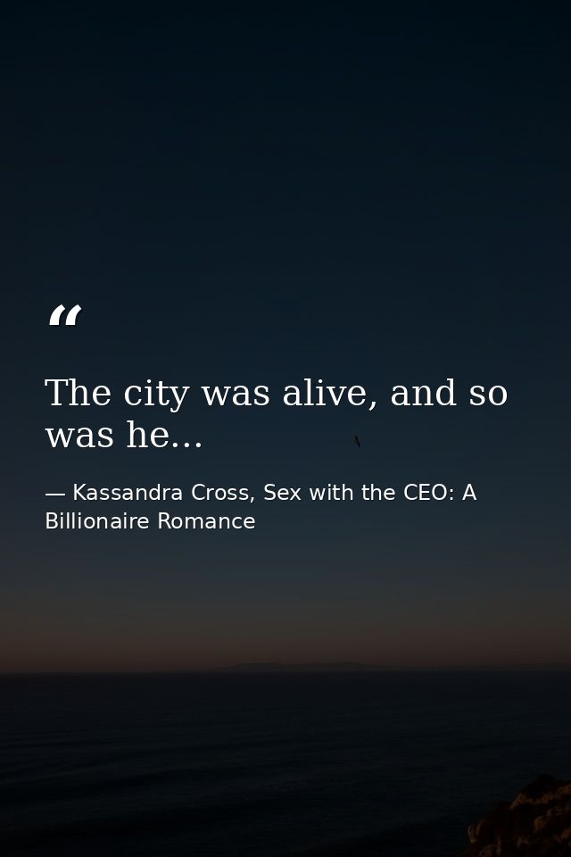 The city was alive, and so was he... — Kassandra Cross, Sex with the CEO: A Billionaire Romance