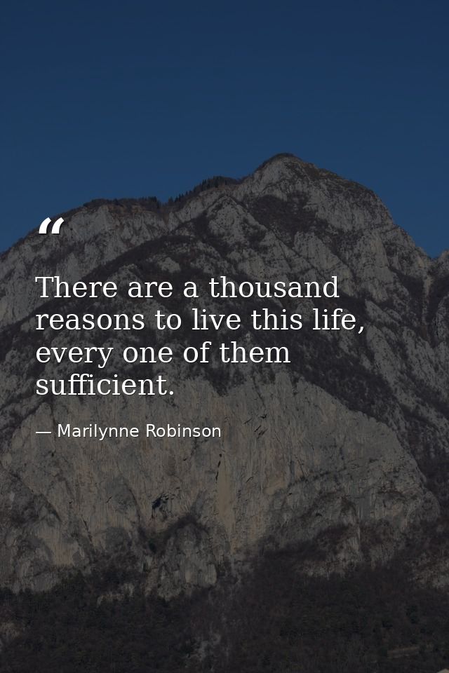There are a thousand reasons to live this life, every one of them sufficient. — Marilynne Robinson