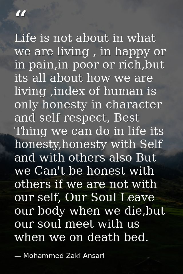 Life is not about in what we are living , in happy or in pain,in poor or rich,but its all about how we are living ,index — Mohammed Zaki Ansari