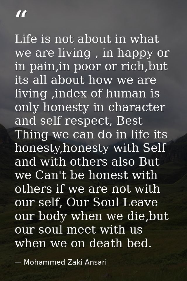 Life is not about in what we are living , in happy or in pain,in poor or rich,but its all about how we are living ,index — Mohammed Zaki Ansari