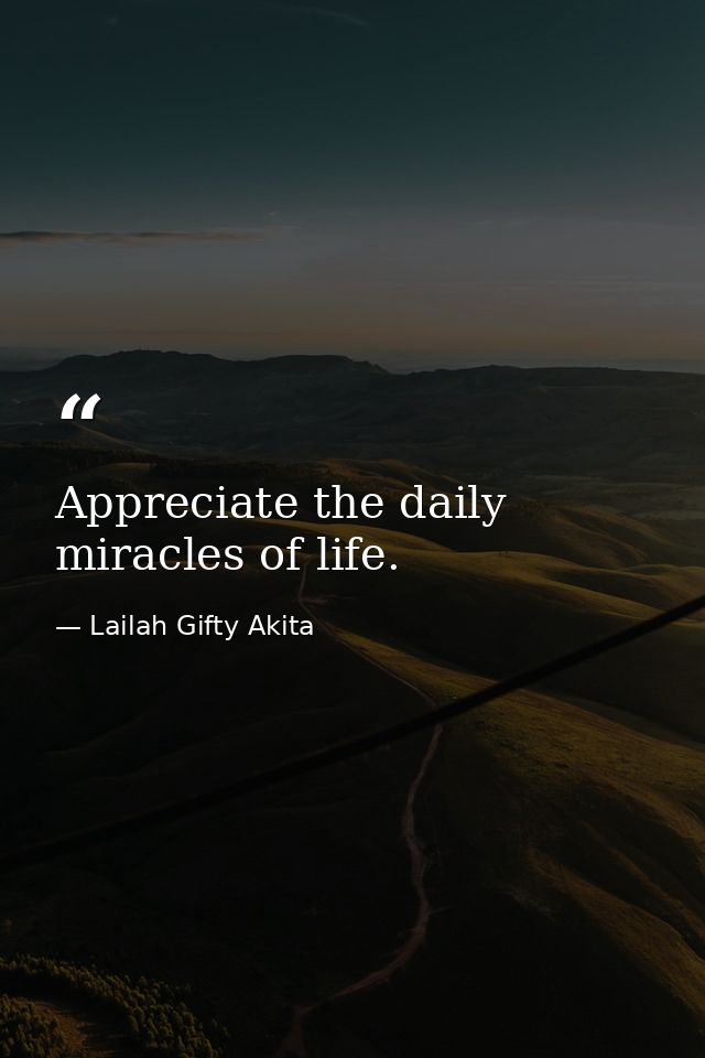 Appreciate the daily miracles of life. — Lailah Gifty Akita