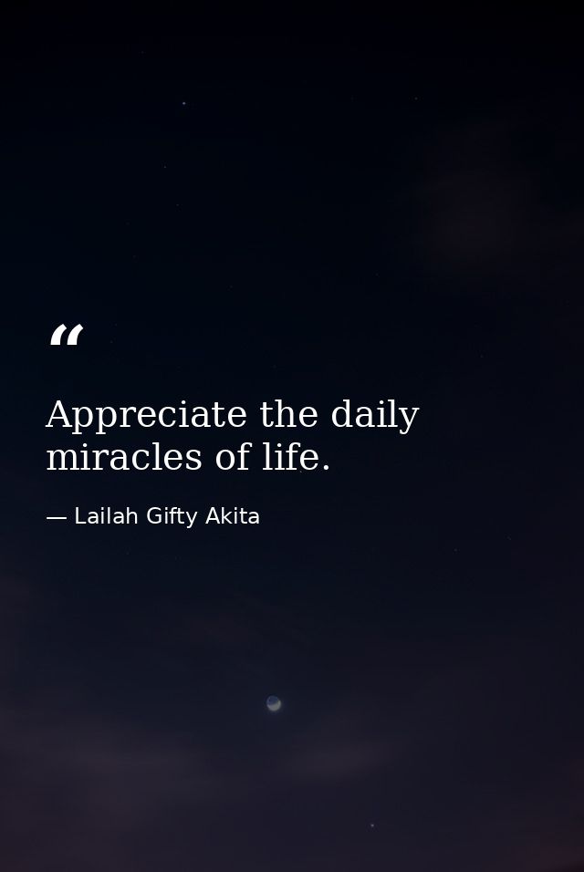 Appreciate the daily miracles of life. — Lailah Gifty Akita