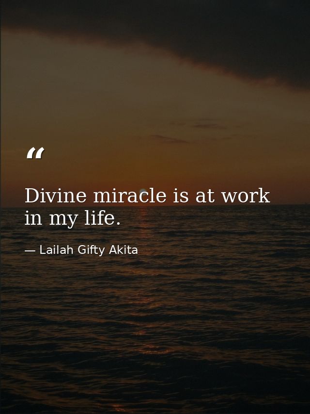 Divine miracle is at work in my life. — Lailah Gifty Akita