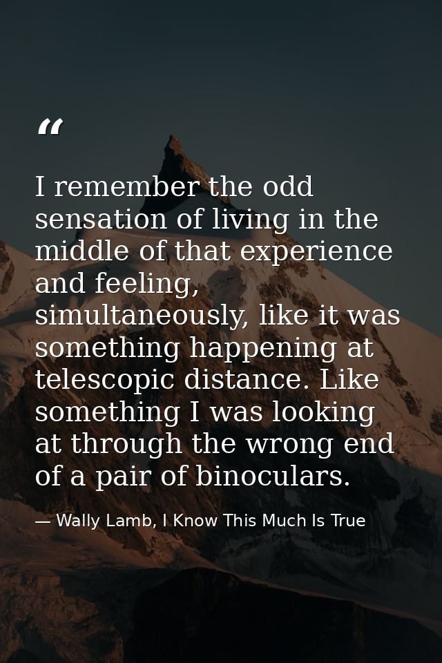 I remember the odd sensation of living in the middle of that experience and feeling, simultaneously, like it was somethi — Wally Lamb, I Know This Much Is True