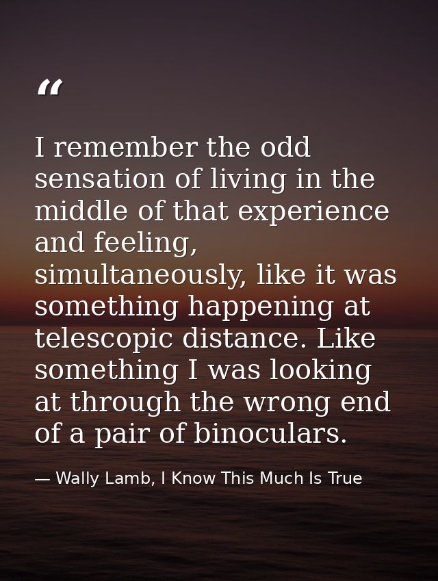 I remember the odd sensation of living in the middle of that experience and feeling, simultaneously, like it was somethi — Wally Lamb, I Know This Much Is True