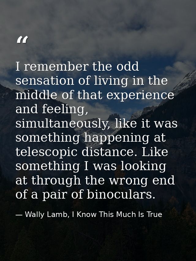 I remember the odd sensation of living in the middle of that experience and feeling, simultaneously, like it was somethi — Wally Lamb, I Know This Much Is True