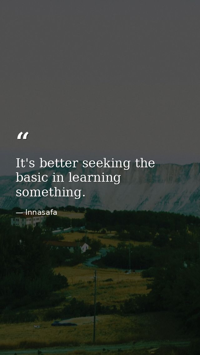 It's better seeking the basic in learning something. — Innasafa