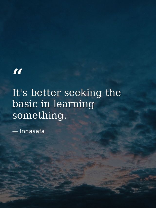 It's better seeking the basic in learning something. — Innasafa