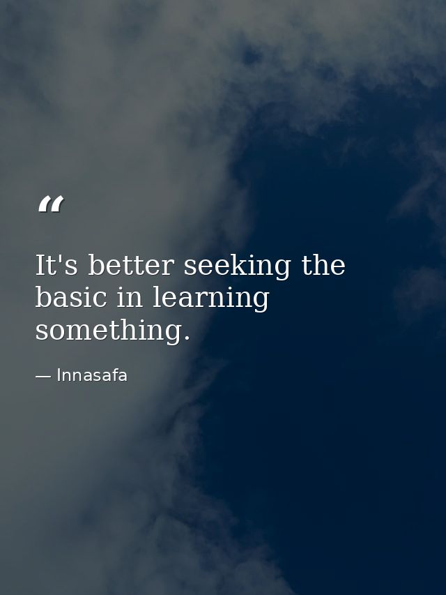It's better seeking the basic in learning something. — Innasafa